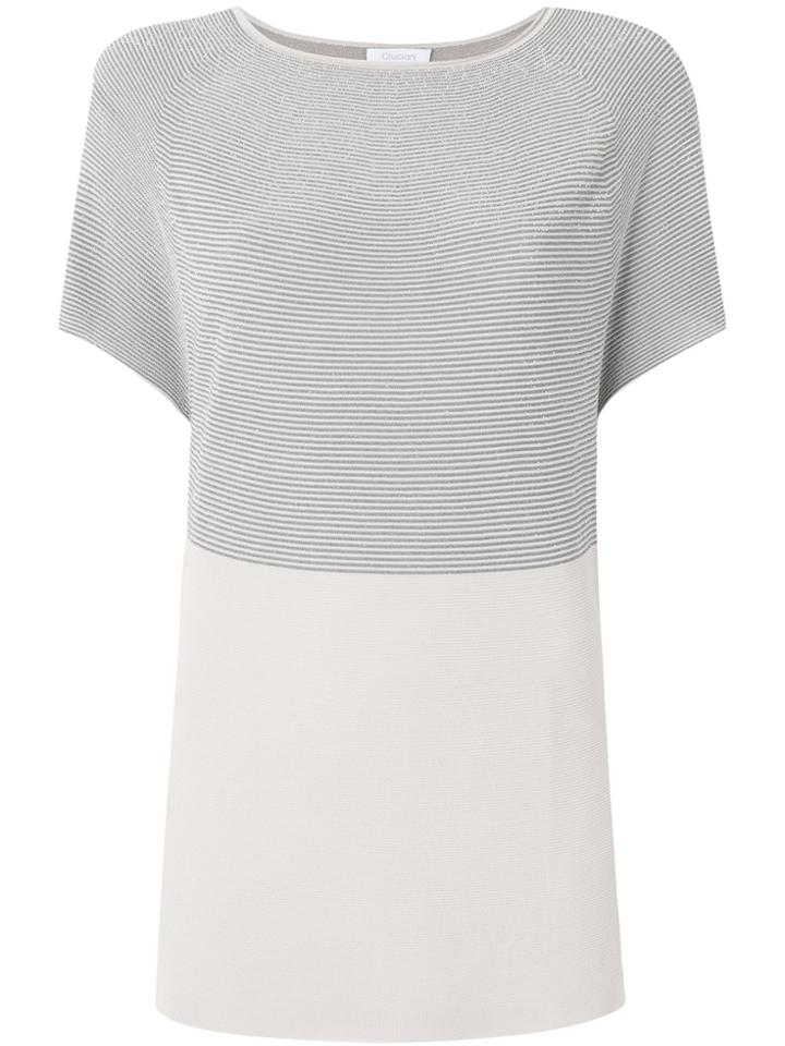Cruciani Striped Knitted Tee - Grey
