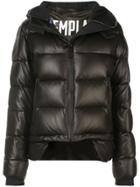 Templa Leather Hooded Down Jacket - Black