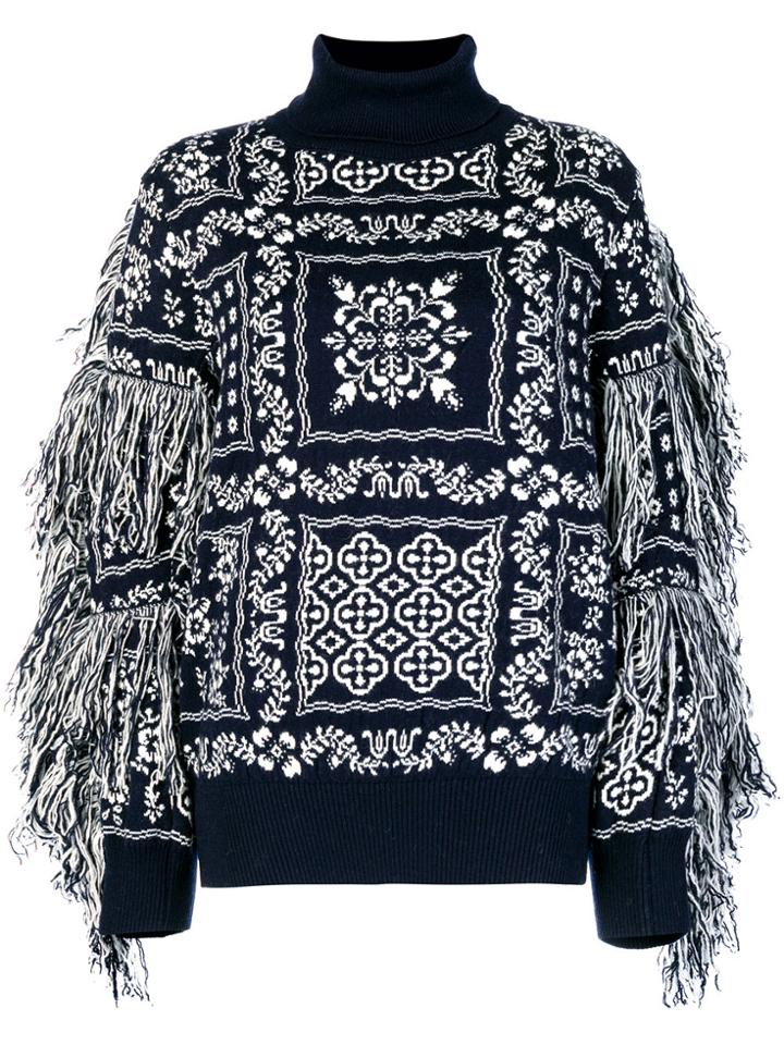 Sacai Embroidered Roll-neck Sweater - Blue