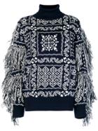 Sacai Embroidered Roll-neck Sweater - Blue