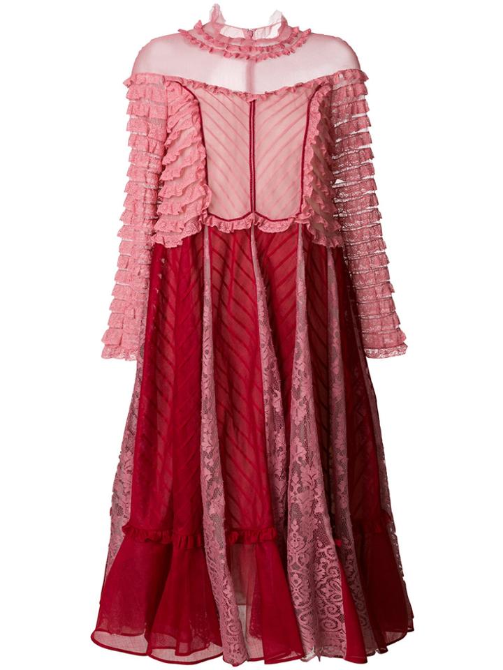 Valentino Ruffle Detail Dress - Red