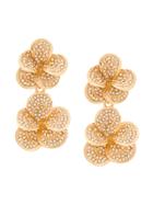 Oscar De La Renta Flower Pave Earrings - Metallic