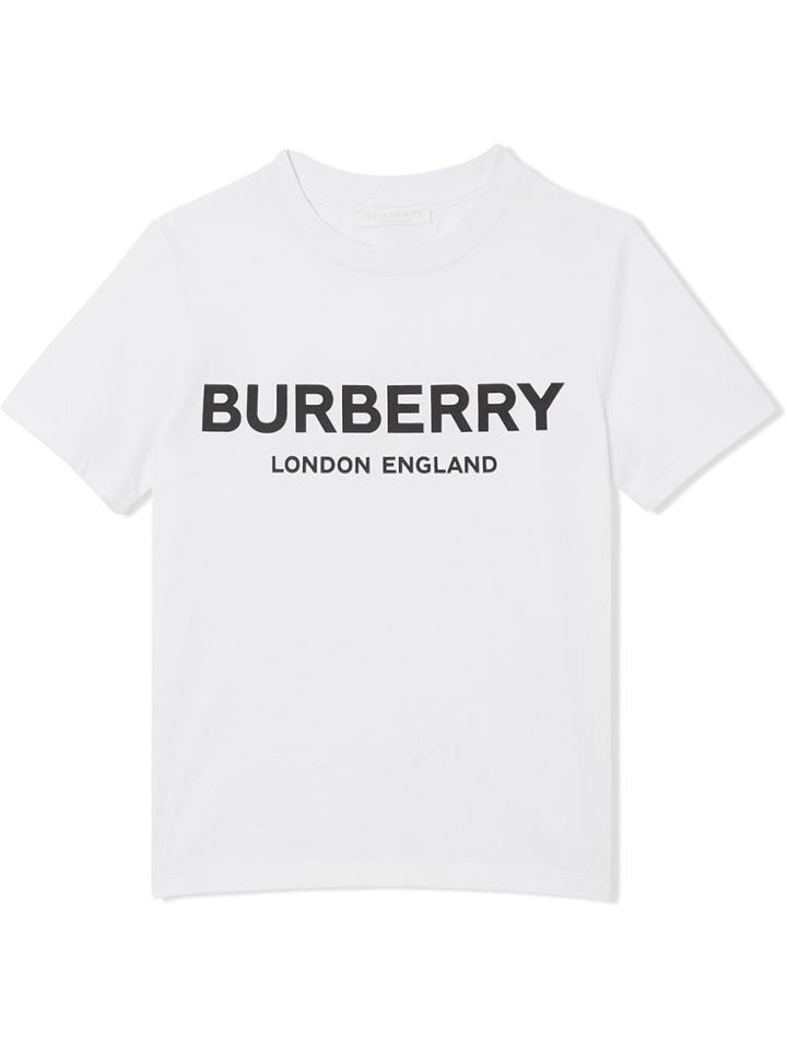 Burberry Kids Teen Logo Print Cotton T-shirt - White