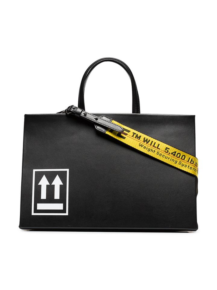 Off-white Black Box Medium Printed Leather Tote