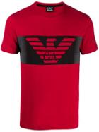 Ea7 Emporio Armani Logo Print Colour Block T-shirt - Red