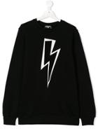 Neil Barrett Kids Teen Lightning Bolt Print Sweatshirt - Black