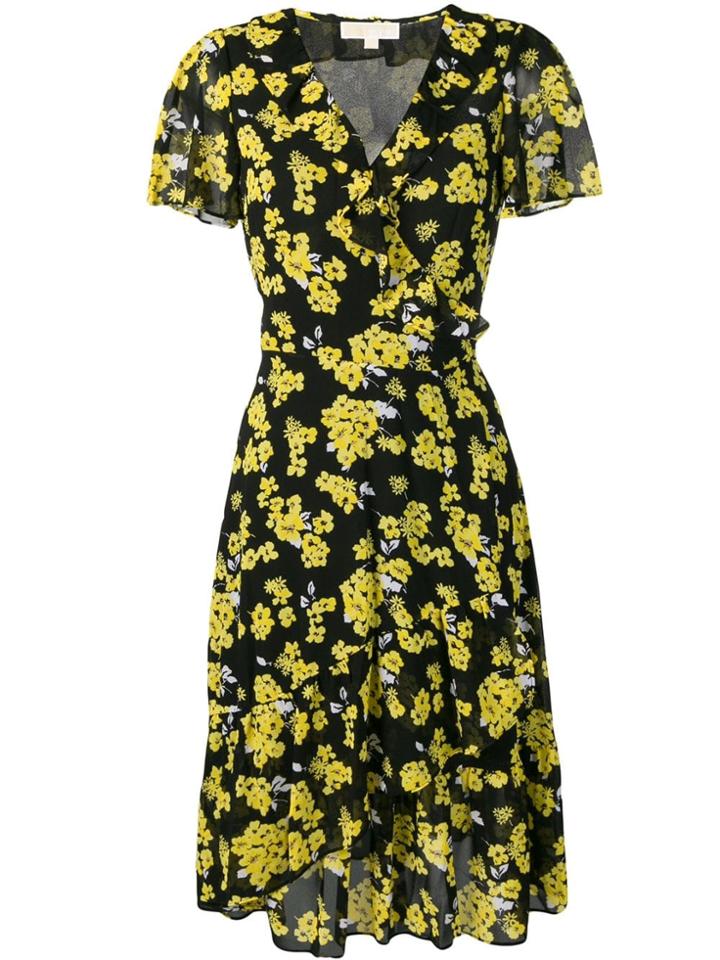 Michael Michael Kors Floral Print Midi Dress - Black