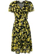 Michael Michael Kors Floral Print Midi Dress - Black