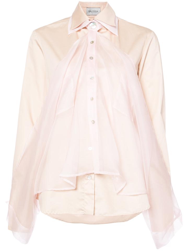 Balossa White Shirt Altaja Cravat Trim Shirt - Nude & Neutrals