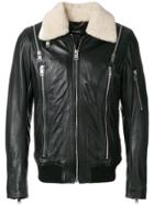 Diesel Zip Detail Leather Jacket - Black