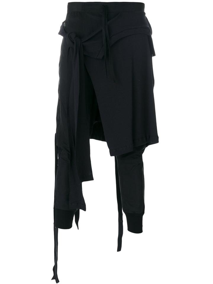 Unravel Project Layered Wrap Pants - Black