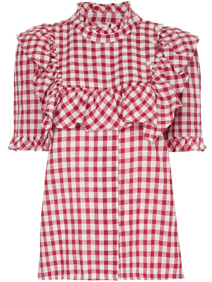 Lee Mathews Germaine Yarn Dyed Top - Red