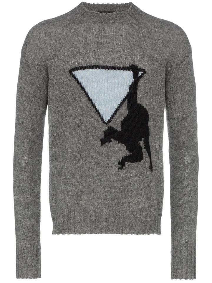 Prada Monkey Intarsia Wool Jumper - Grey