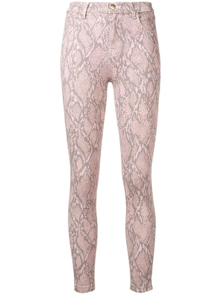 J Brand Snakeskin Print Skinny Jeans - Pink