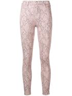 J Brand Snakeskin Print Skinny Jeans - Pink