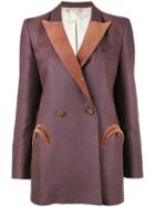 Blazé Milano - Double Breasted Blazer - Women - Linen/flax/cupro/viscose - 2, Pink/purple, Linen/flax/cupro/viscose