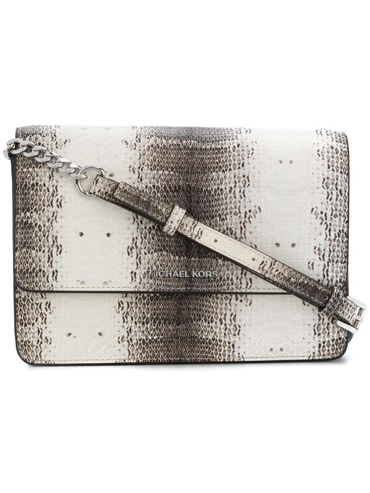 Michael Michael Kors Daniela Snake-embossed Cross Body - Nude &