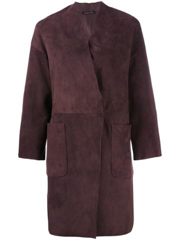 Almarosafur - Fitted Coat - Women - Calf Leather - 44, Brown, Calf Leather