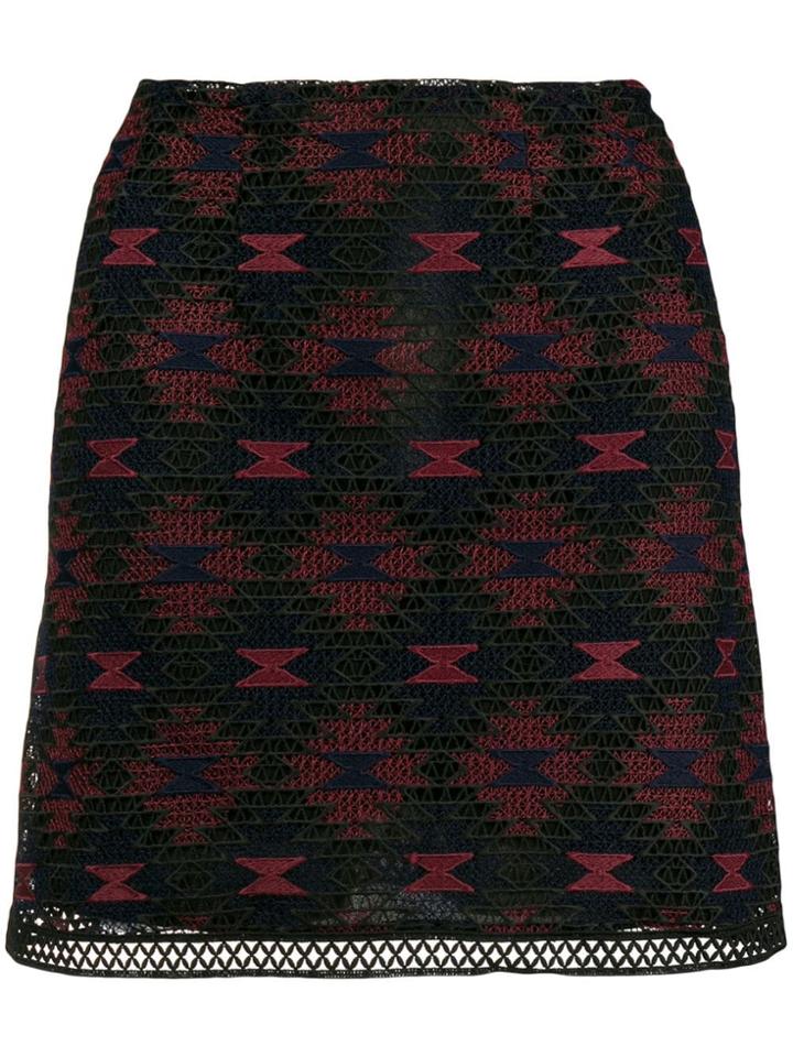 Pinko Patterned Lace Mini Skirt - Black