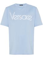 Versace Logo Print T Shirt - Blue