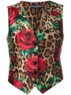 Dolce & Gabbana Rose Leopard Print Waistcoat - Neutrals