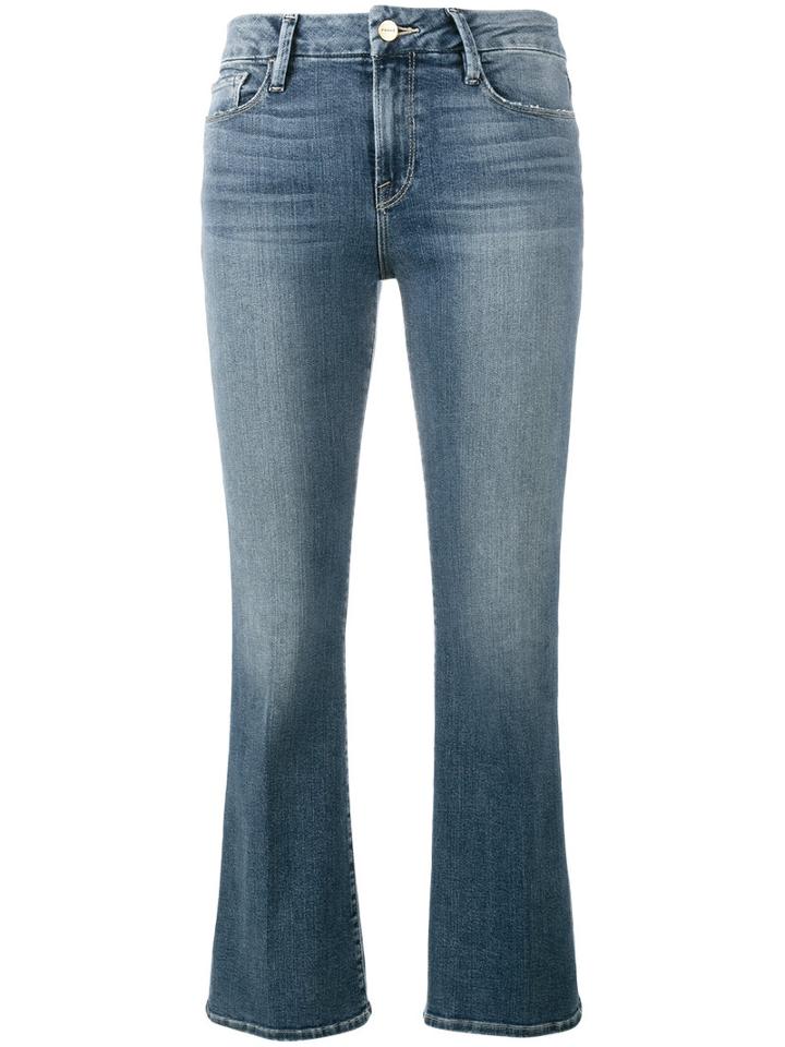 Frame Denim Flared Cropped Jeans, Size: 29, Blue, Cotton/tencel/polyester/spandex/elastane