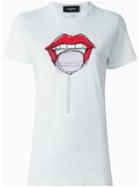 Dsquared2 Mouth Print T-shirt, Women's, Size: Xs, White, Cotton/linen/flax
