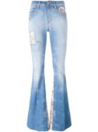 Don T Cry Patchwork Flared Jeans, Women's, Size: 25, Blue, Cotton/spandex/elastane