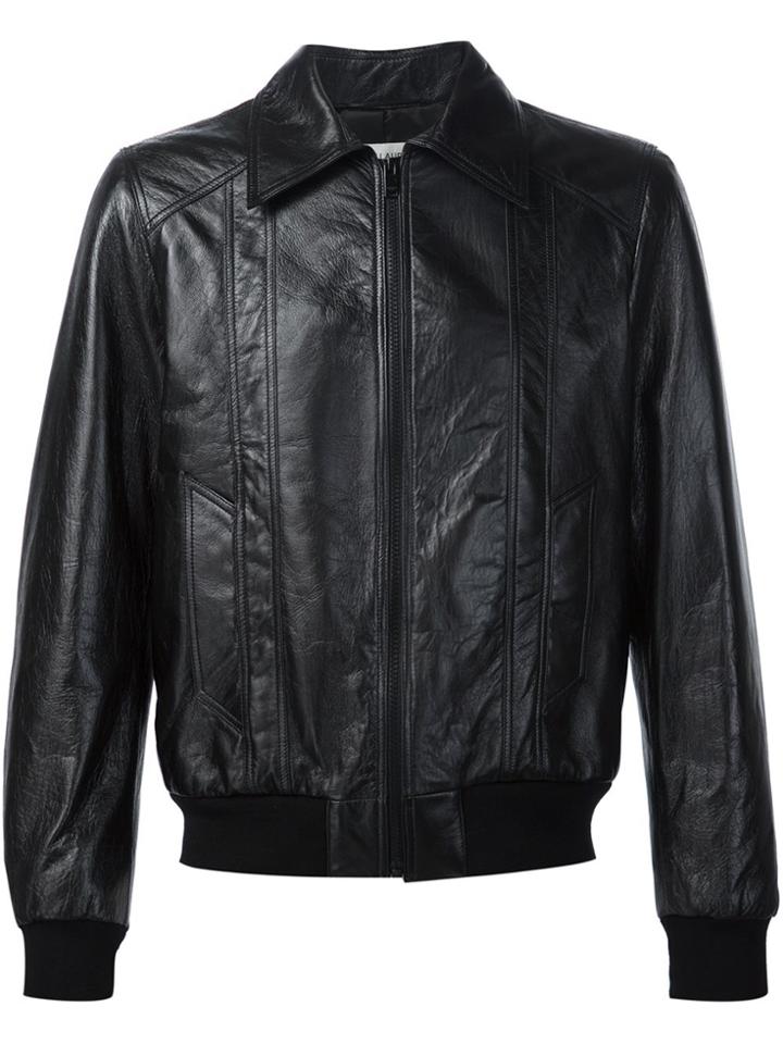 Saint Laurent 70s Sunburst Leather Jacket - Black