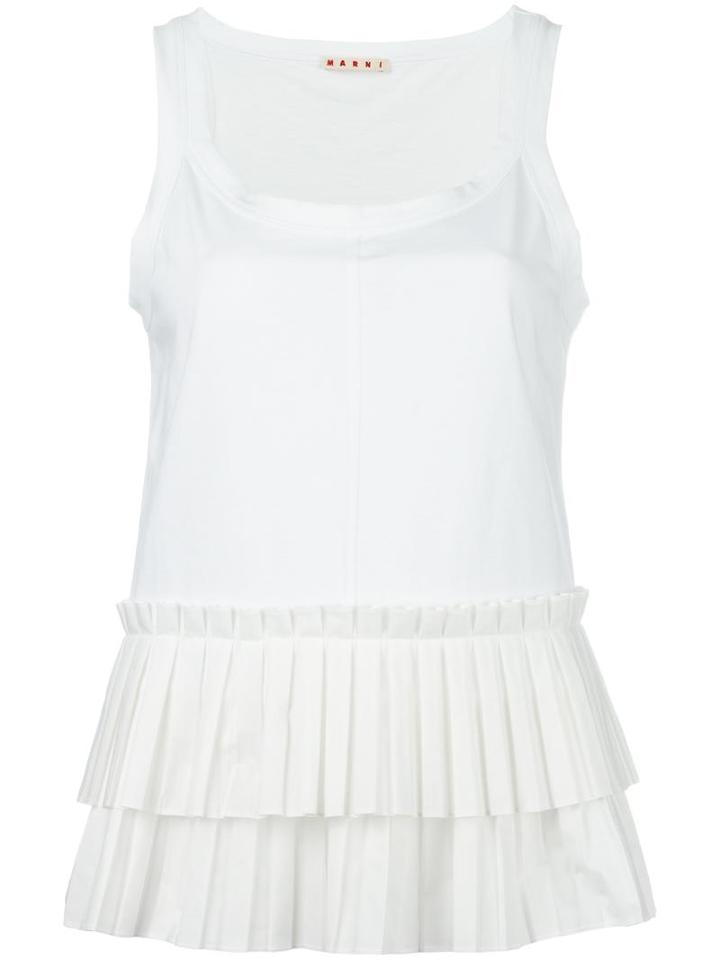 Marni Pleated Tank Top, Women's, Size: 36, White, Cotton