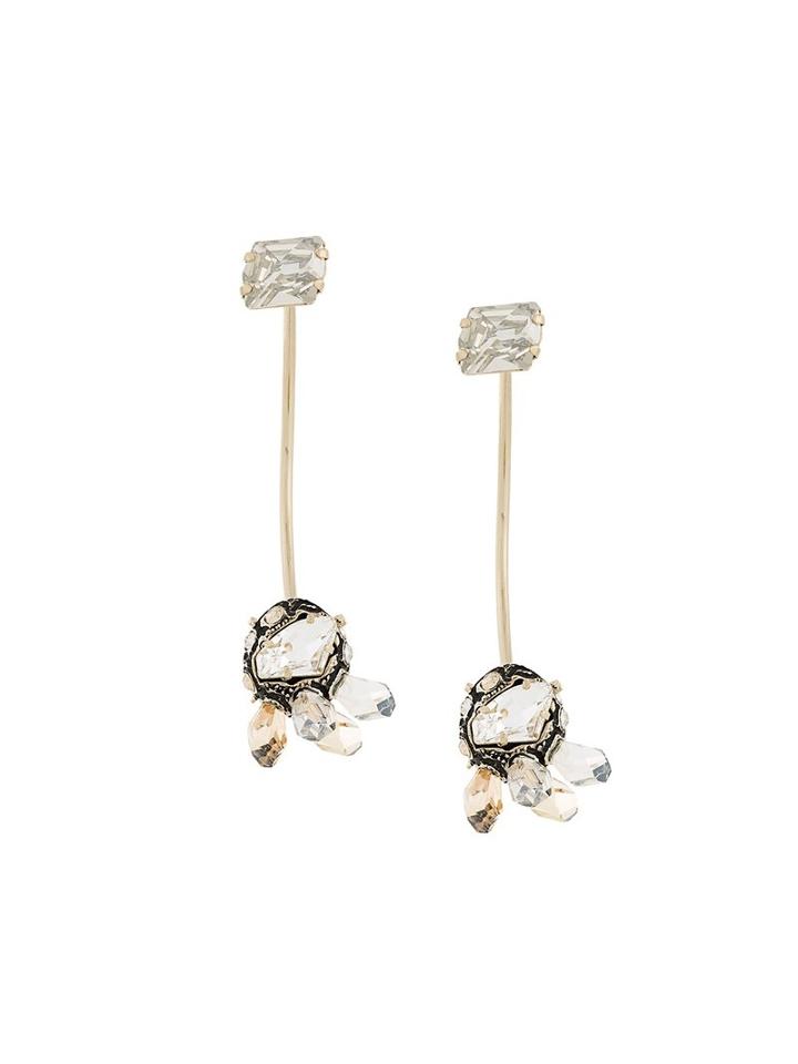 Lanvin Curved Cluster Earrings, Women's, Metallic