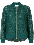 Muveil Star Lace Bomber Jacket - Green