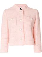 Boutique Moschino Cropped Pearl Button Jacket - Pink & Purple