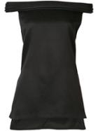 Brandon Maxwell - Off-shoulder Blouse - Women - Silk/polyester/spandex/elastane/wool - 4, Blue, Silk/polyester/spandex/elastane/wool