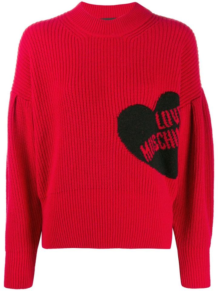 Love Moschino Ribbed Design Jumper - Red