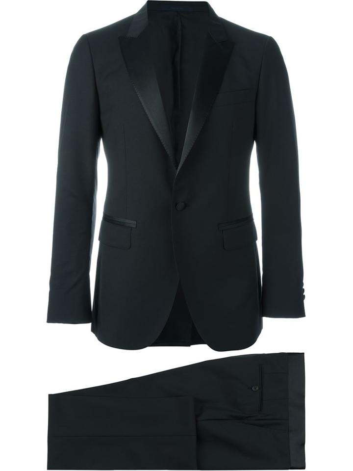 Lanvin Satin Detail Two-piece Suit, Men's, Size: 46, Black, Viscose/mohair/wool