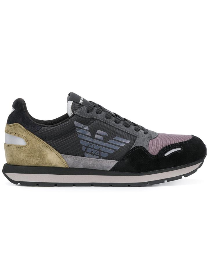 Emporio Armani Colour Block Sneakers - Black