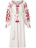 Vita Kin Tassel Detail Embroidered Dress, Women's, Size: Medium, White, Linen/flax