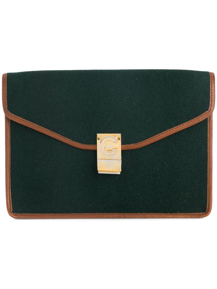 Céline Vintage Fold Over Clutch Bag - Green