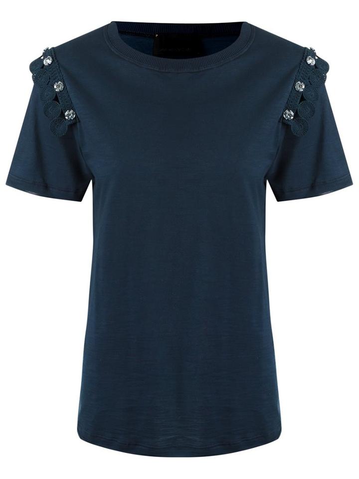 Andrea Bogosian Embellished Blouse, Women's, Size: G, Blue, Cotton