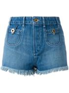 Chloé Washed Denim Shorts, Women's, Size: 36, Blue, Cotton/polyester