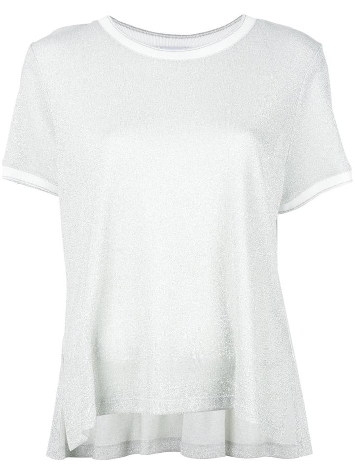 Dondup Pleated Back T-shirt, Women's, Size: Small, Grey, Polyamide/polyester/viscose/metallic Fibre