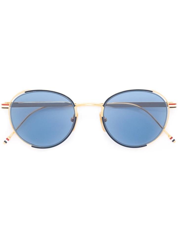 Thom Browne Eyewear Navy Enamel & 18k Gold Sunglasses - Blue