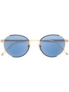 Thom Browne Eyewear Navy Enamel & 18k Gold Sunglasses - Blue