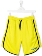 Diadora Junior Teen Contrast Piping Track Shorts - Yellow