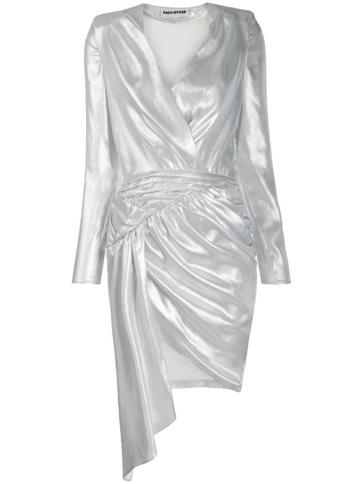 Each X Other Asymmetric Ruched Dress - Silver