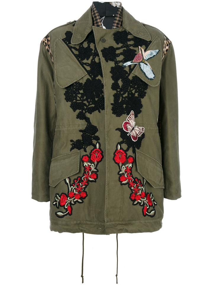 Antonio Marras - Rose Patch Parka - Women - Cotton/acrylic/polyamide/water - 40, Green, Cotton/acrylic/polyamide/water
