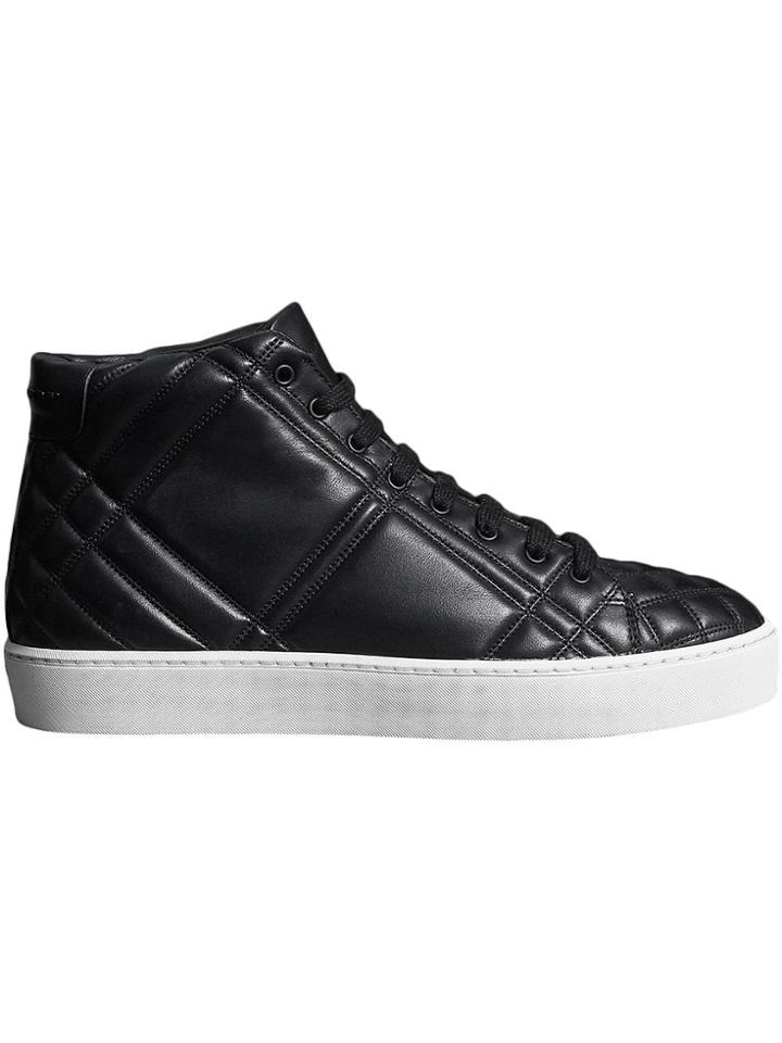 Burberry Check-quilted Leather High-top Sneakers - Black