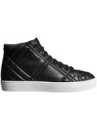 Burberry Check-quilted Leather High-top Sneakers - Black