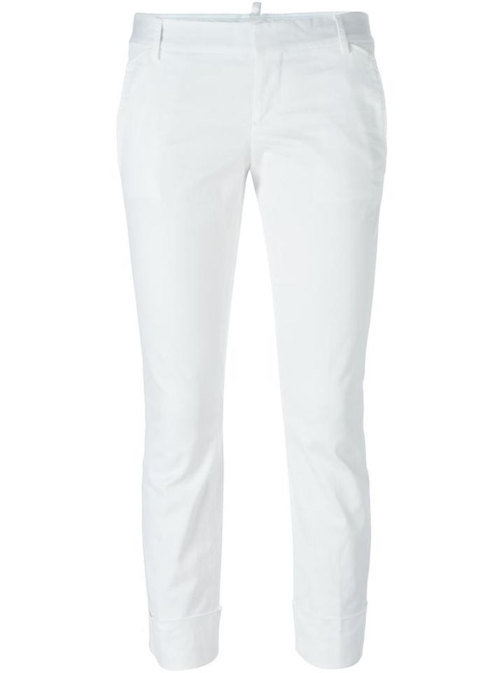 Dsquared2 Cropped Trousers, Women's, Size: 42, White, Cotton/spandex/elastane